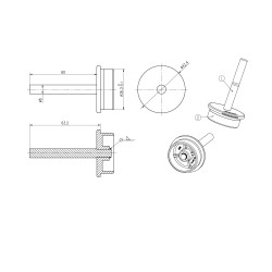 Držiak madla pevný na trubku ø42.4mm, brúsená AISI304 Držiak madla pevný na trubku ø42.4mm, brúsená AISI304